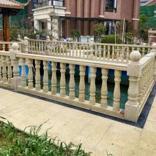 鹰潭黄金麻花岗岩石材栏杆，扶手，将军柱，花瓶柱