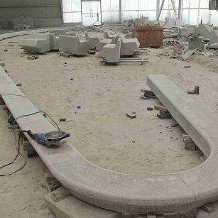 鹰潭 芝麻白花岗岩弧形花坛石，坐凳石