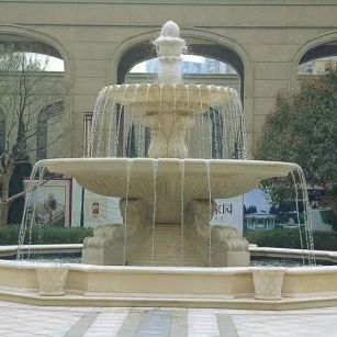 鹰潭 黄金麻花岗岩异型加工——户外庭院石雕流水喷泉