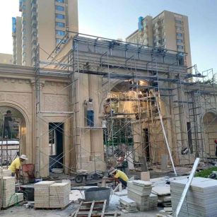 鹰潭 黄金麻荔枝面花岗岩小区门楼外墙干挂