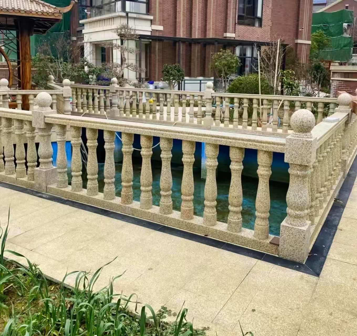 鹰潭黄金麻花岗岩石材栏杆，扶手，将军柱，花瓶柱