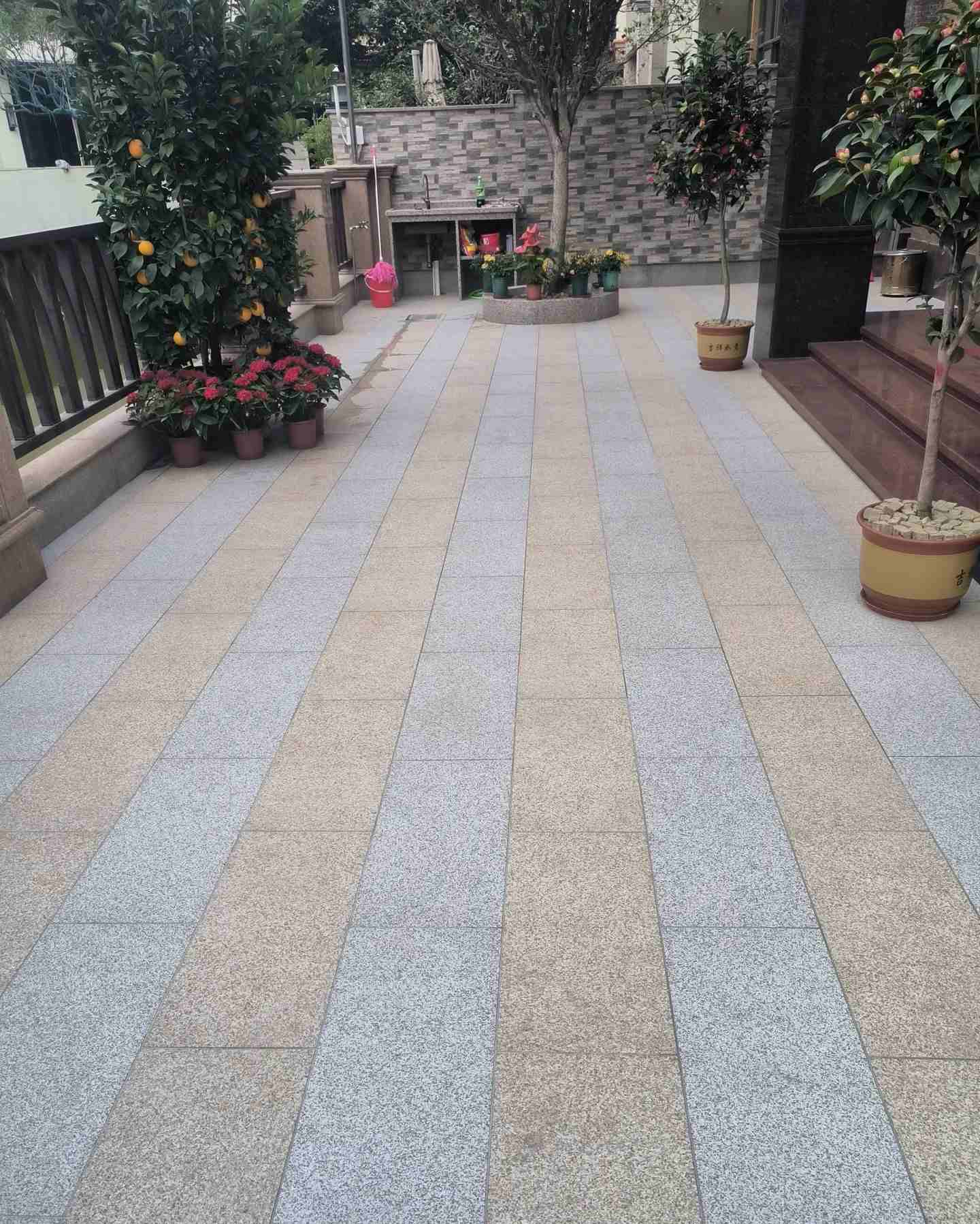 鹰潭 黄金麻白麻荔枝面庭院铺装展示