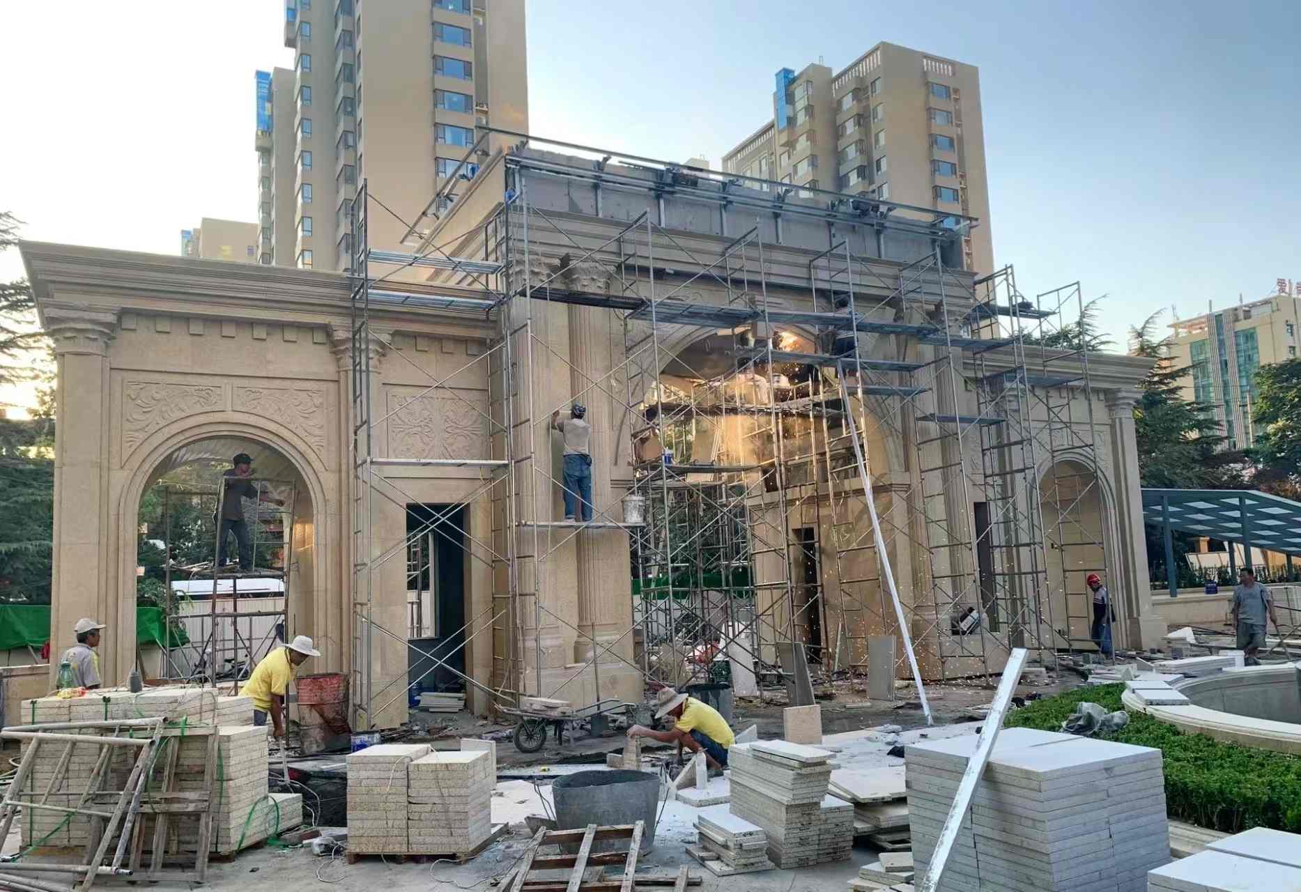 鹰潭 黄金麻荔枝面花岗岩小区门楼外墙干挂