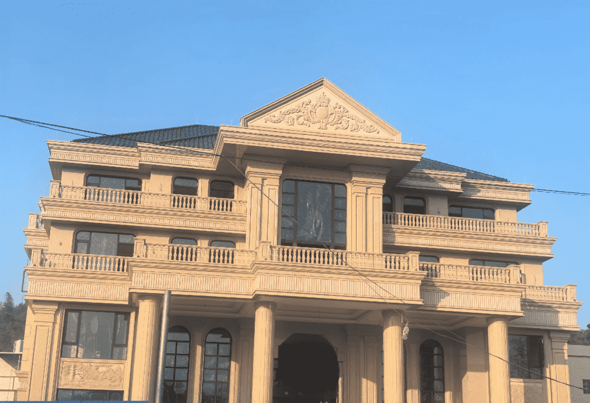 鹰潭黄金麻别墅外墙干挂石材效果示例